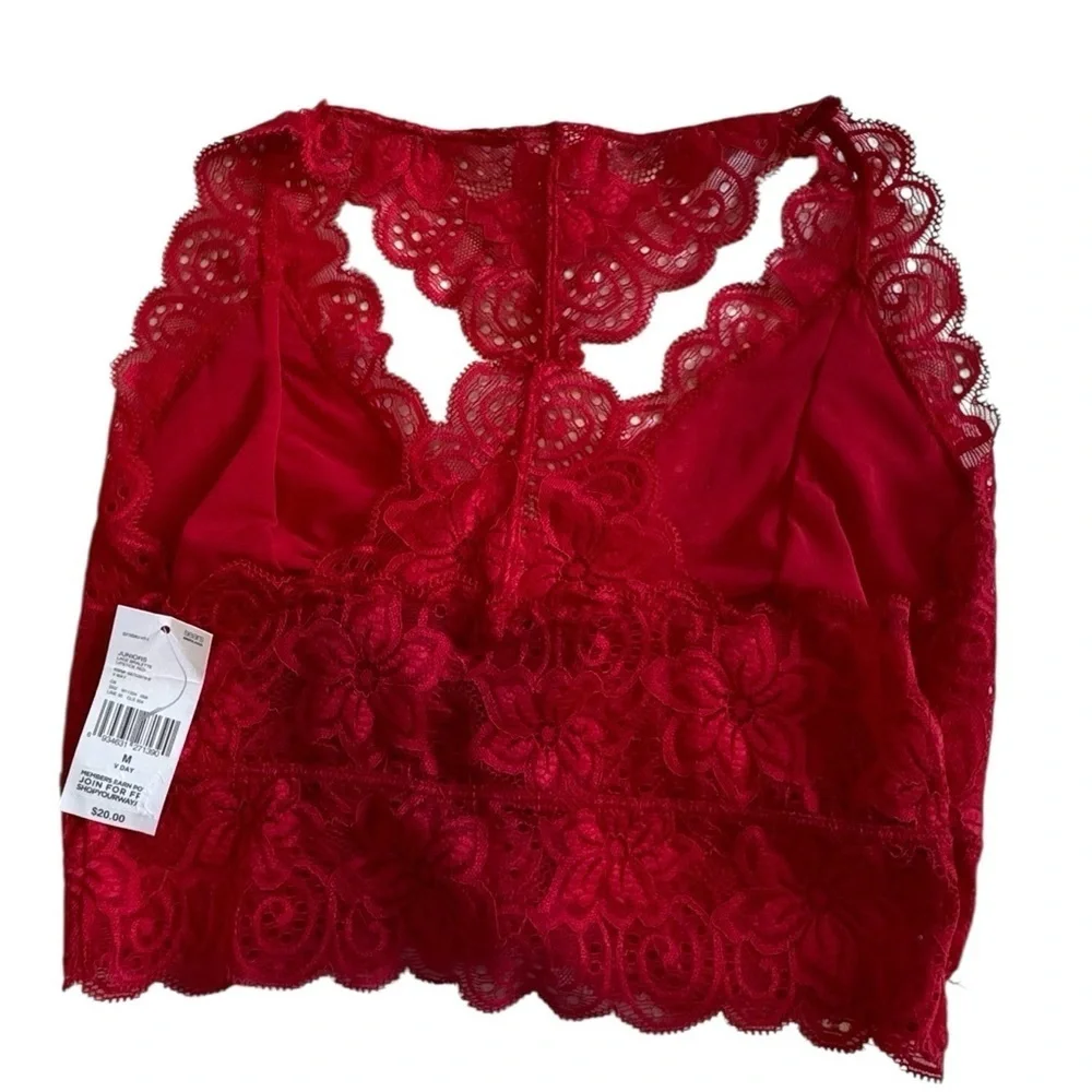 BONGO Juniors' Lace Wire Free Racerback Bralette Size M. Pastel Lilac & RED NWT